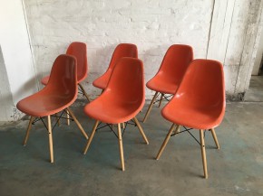 Set 6 židlí DSW od Charles & Ray Eames - oranžové